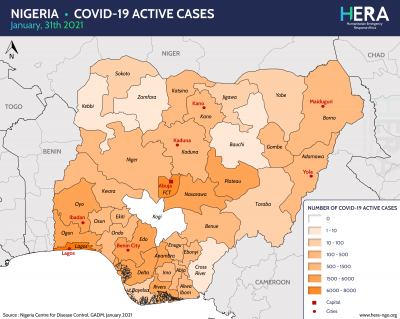 NIGERIA - Covid-19 Active cases (31 January 2021)